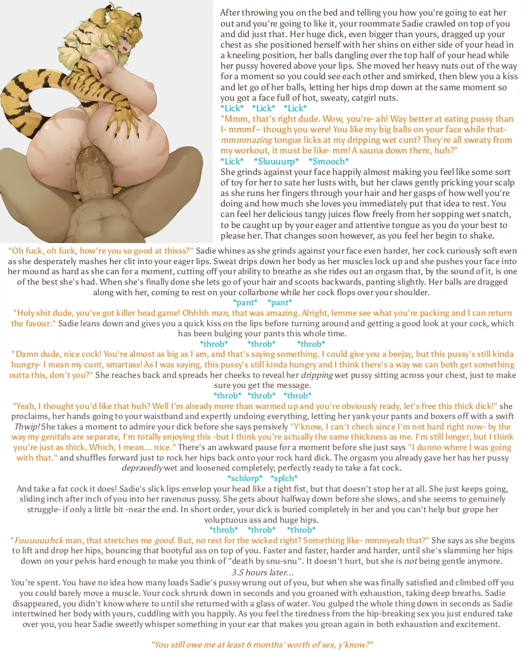 Your futa catgirl roommate becomes your futa catgirl gf! (Episode 2: consummation) [very sex] [big floppy catgirl dick] [death by snu-snu] (art by monkeywithaafro) posted by Asspiring_sissy