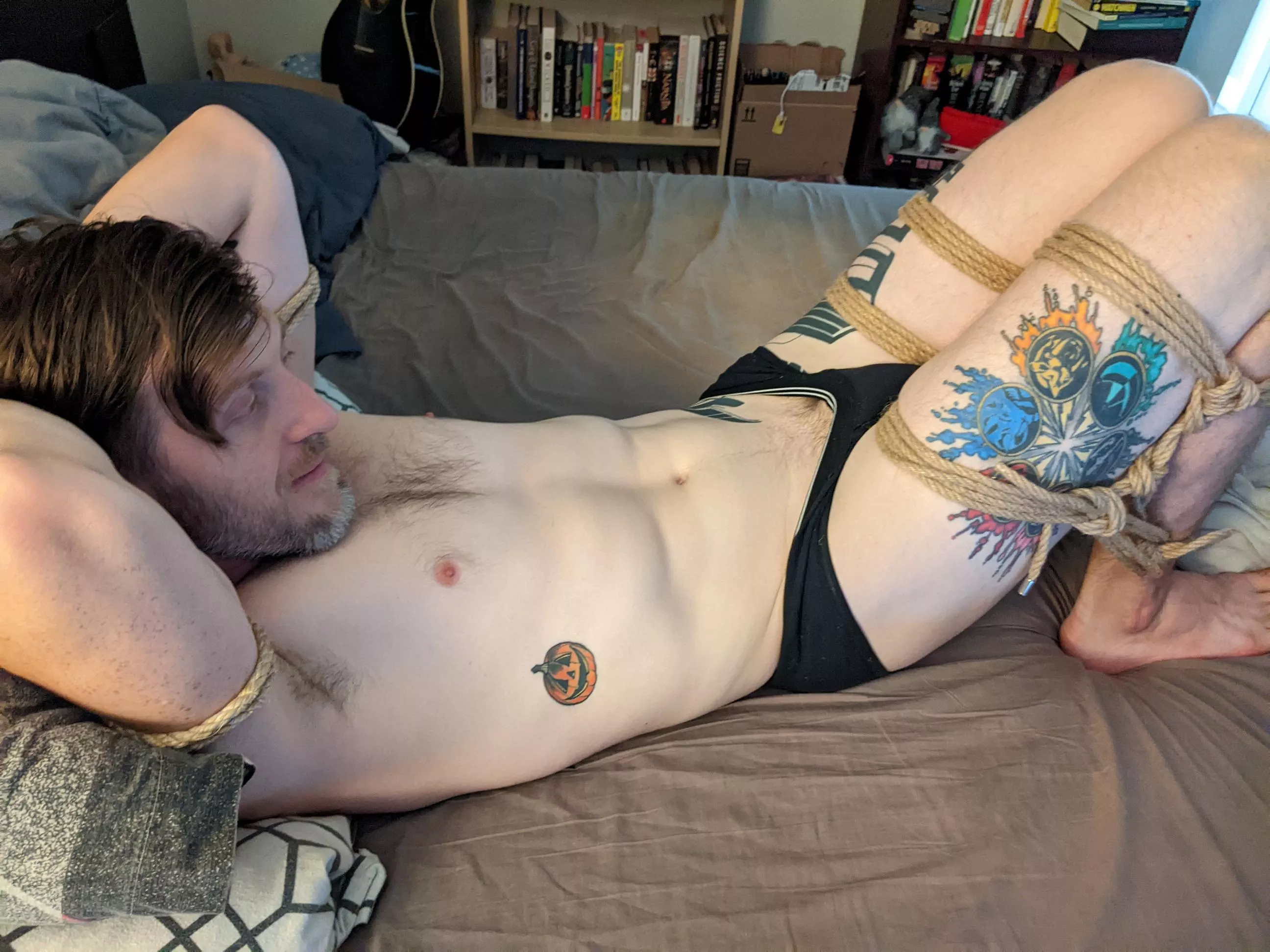 My friend wanted to try tying Shibari for the first time! I think she did a great job for her first go around! posted by NakedOkami