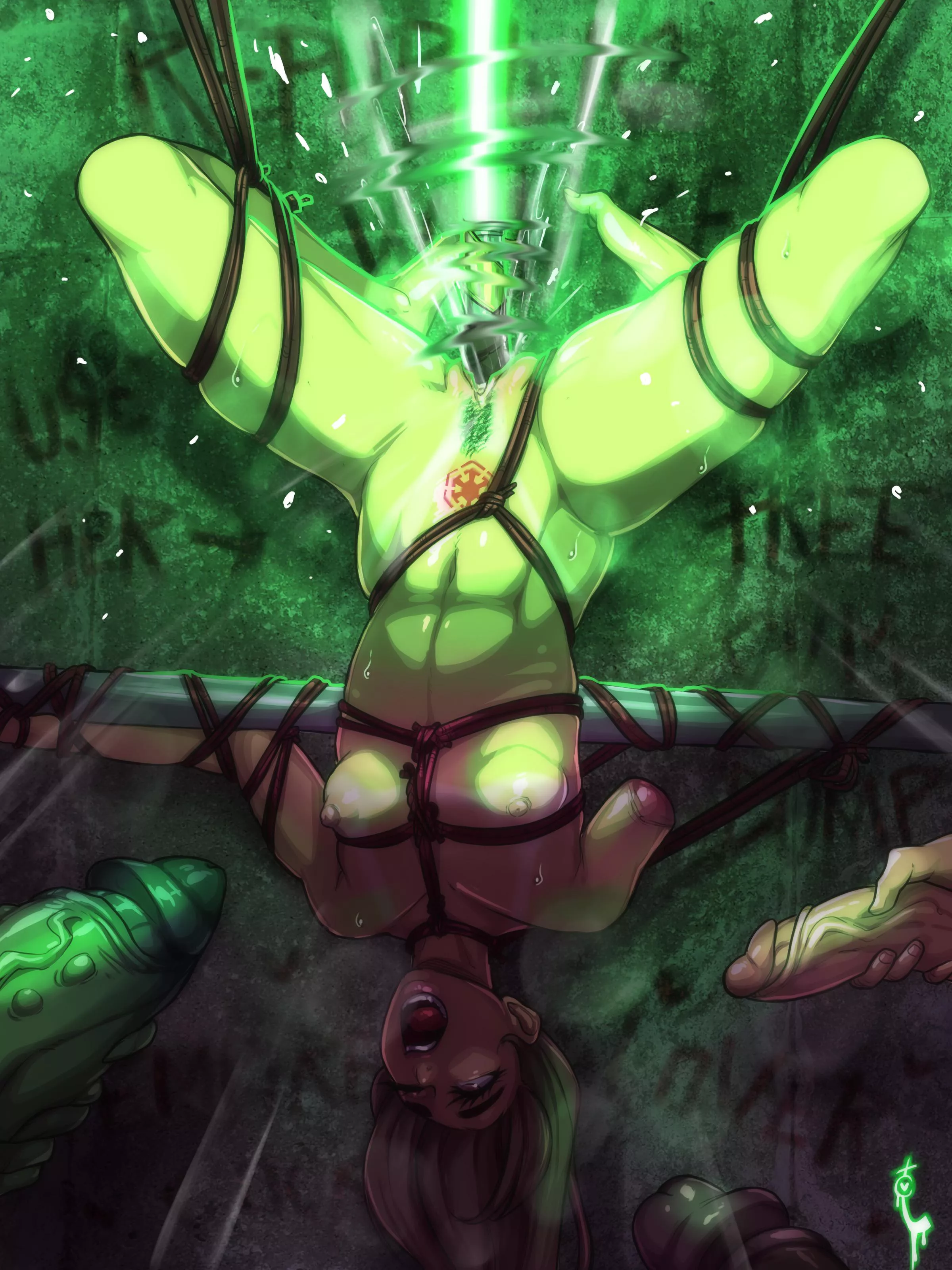 Alternate art of Jedi Master, Krystal Redd being teased by her Sith captors. Looks like she’s really feeling it (TortureChan) [swtor] posted by Rubi_Redd