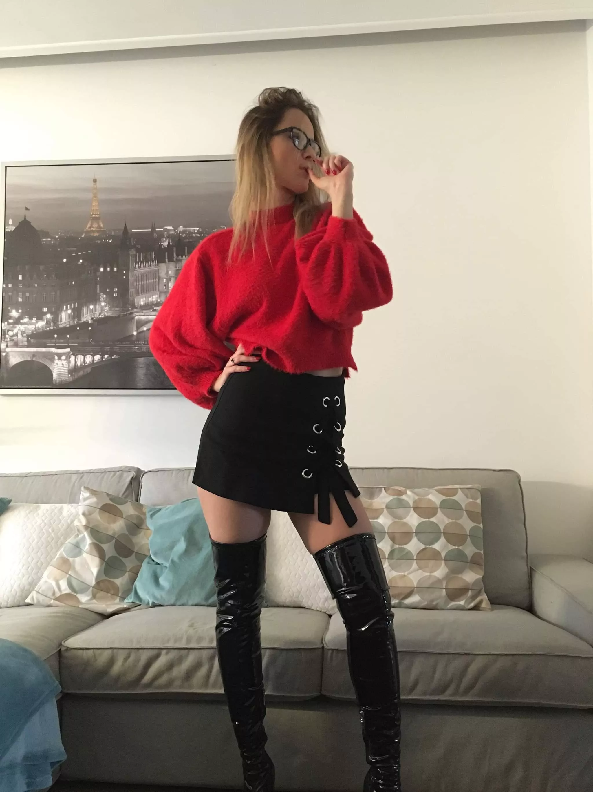 Thinking where to go wearing these shiny boots posted by Miss-Galyana