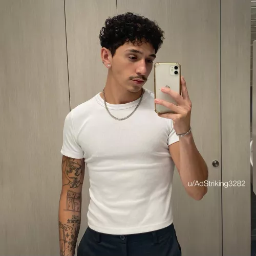 obsessed with wearing plain white t shirts lately by AdStriking3282