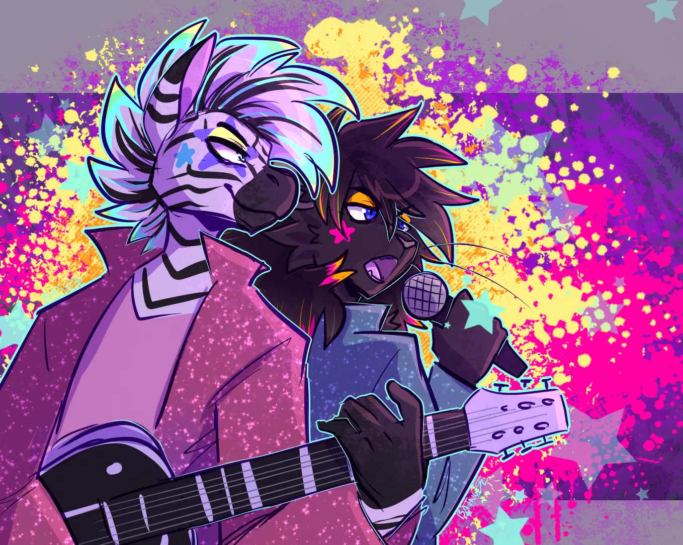 Rockstars - art of my ocs by batnoise posted by Snowwingedwolf