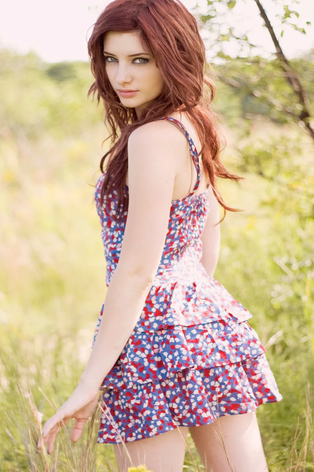 Susan Coffey in short print dress posted by Overdecide
