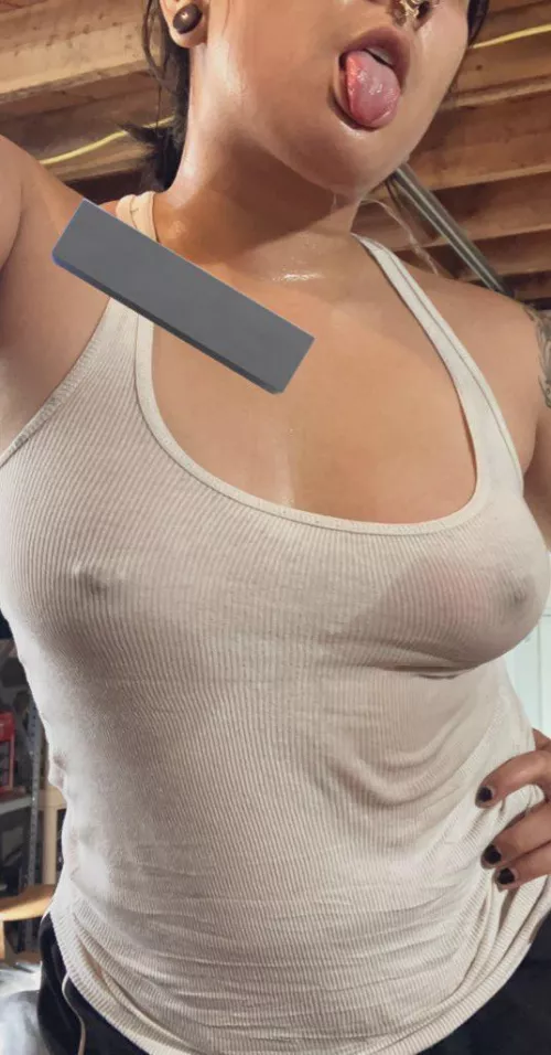 Hope u can appreciate this post workout sweaty tank tease of my pierced tit by knowfacehaze