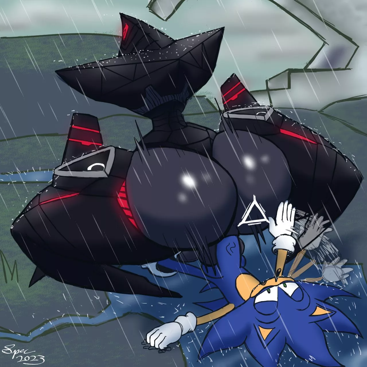 Ninja counters Sonic (Artist:Spectato) posted by White-Whiskey