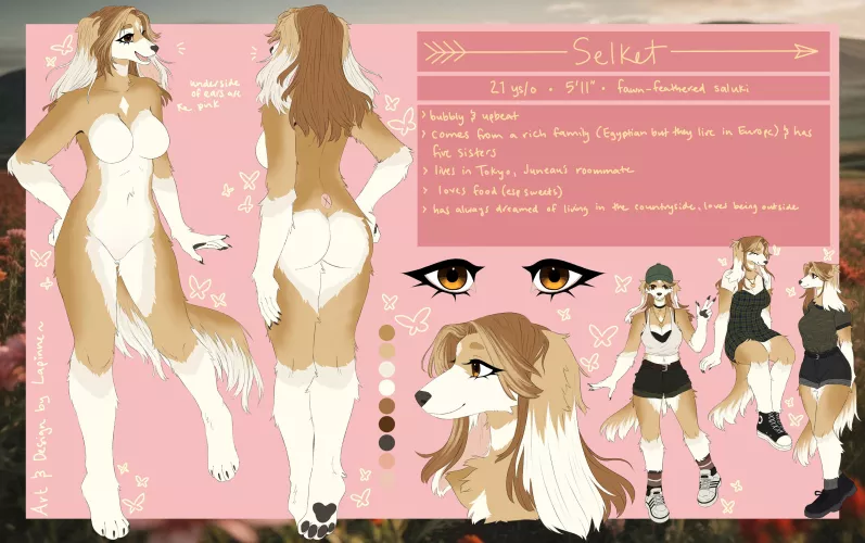 reference sheet of my girl selket! (art and design by me!) by lapinne_
