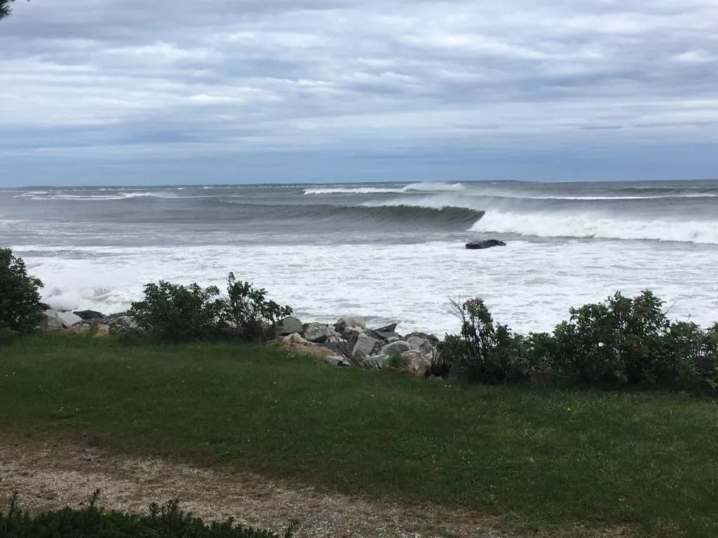 Waves from post-tropical storm Lee rolling into a southern Maine beach posted by TheProfessorO