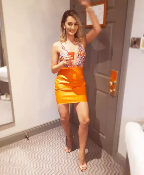 Orange Leather Skirt by gjkg689