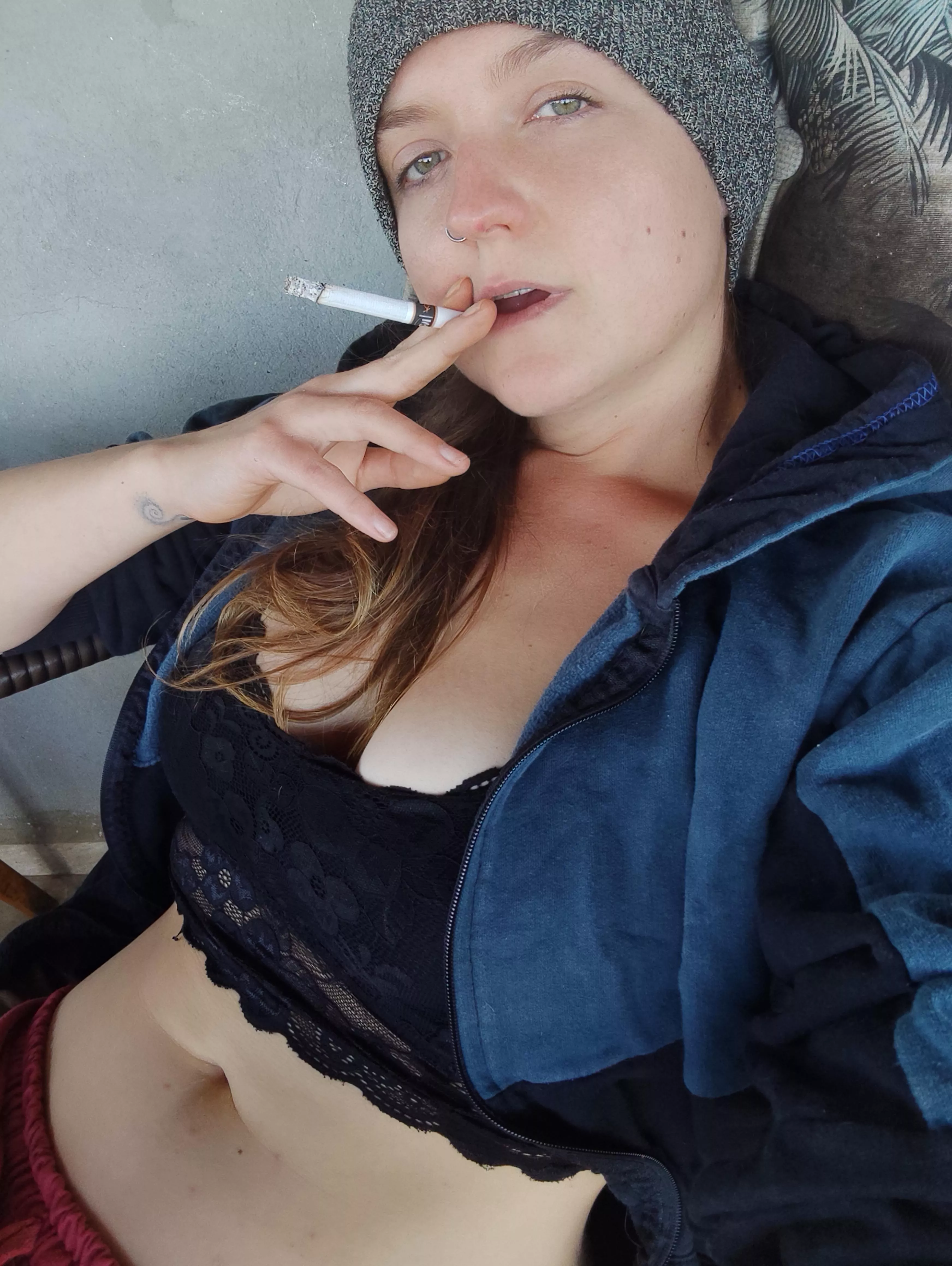 Smoking in my baggy look lol - still sexy or not? 😋 posted by nymphelilli
