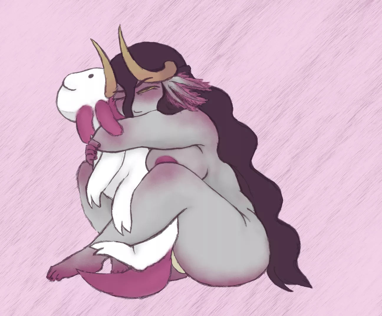 [OC] I was in a mood to draw chub, and I've had the idea for this pose with my oc Langui since forever, so I got to it oTL POV: You woke her up from her nap! >:c posted by oodlesofnewdles