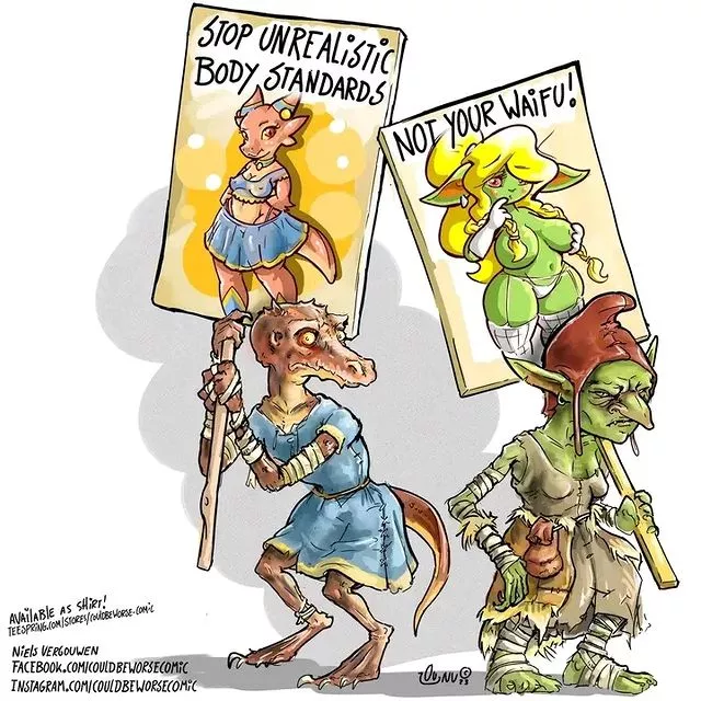 Unrealistic beauty standards, by couldbeworsecomic posted by morapol