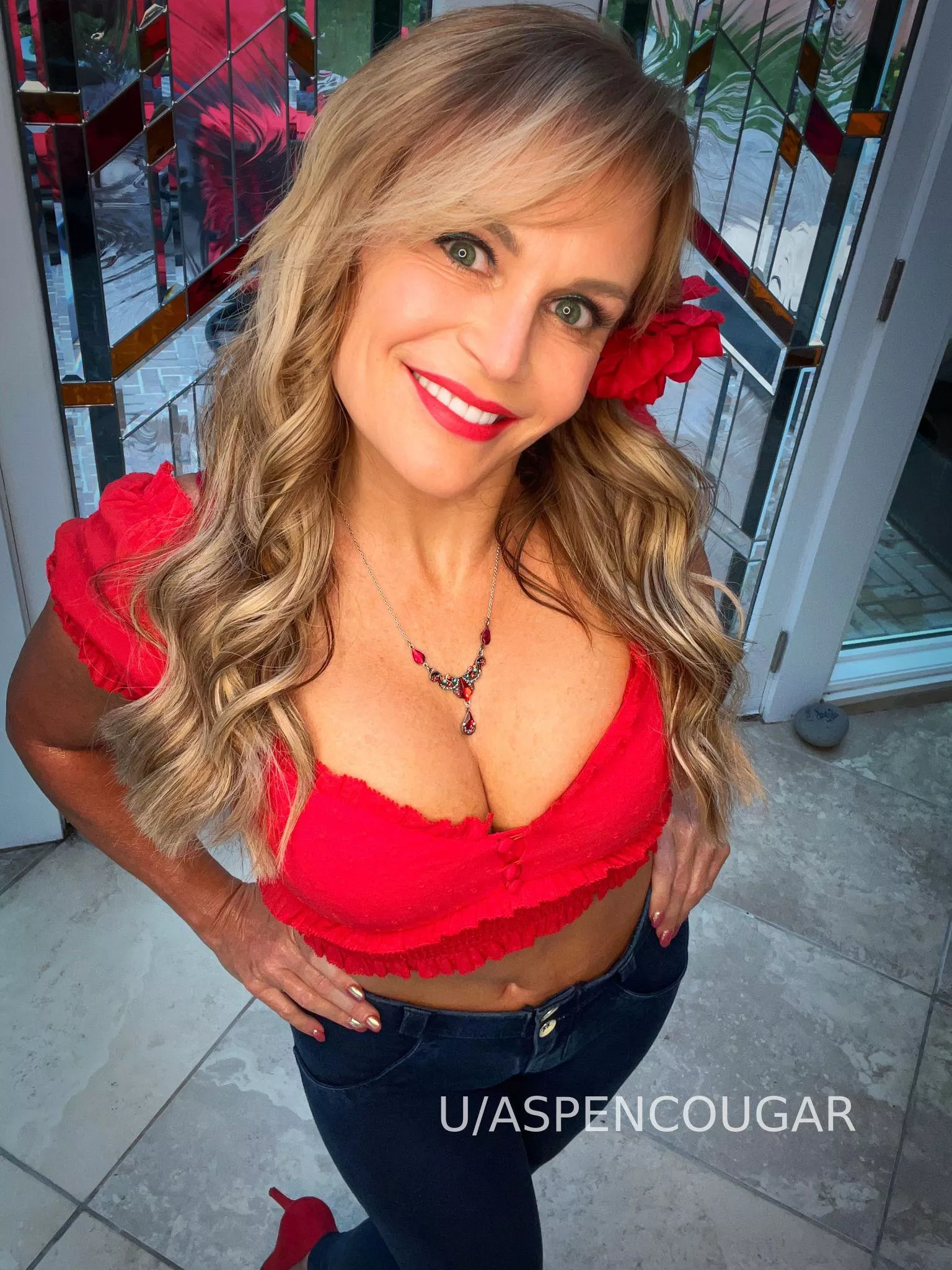 Who wants to suckle in this 55 Cougar MILF's cleavage? posted by AspenCougar