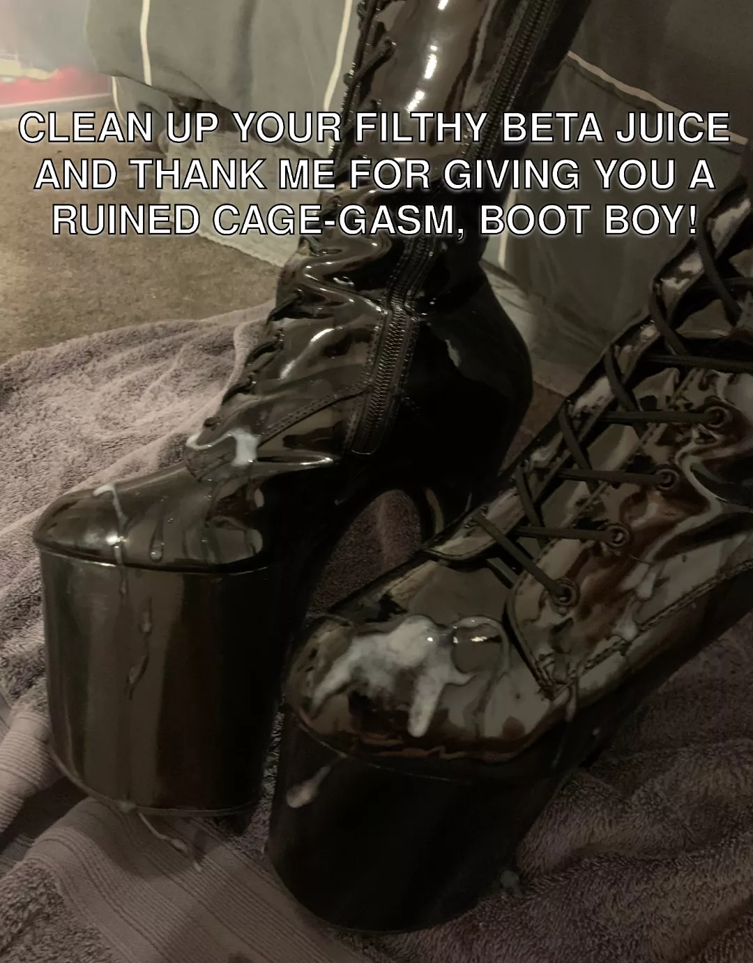 Be a grateful boot boy. posted by lockedslaveboy030