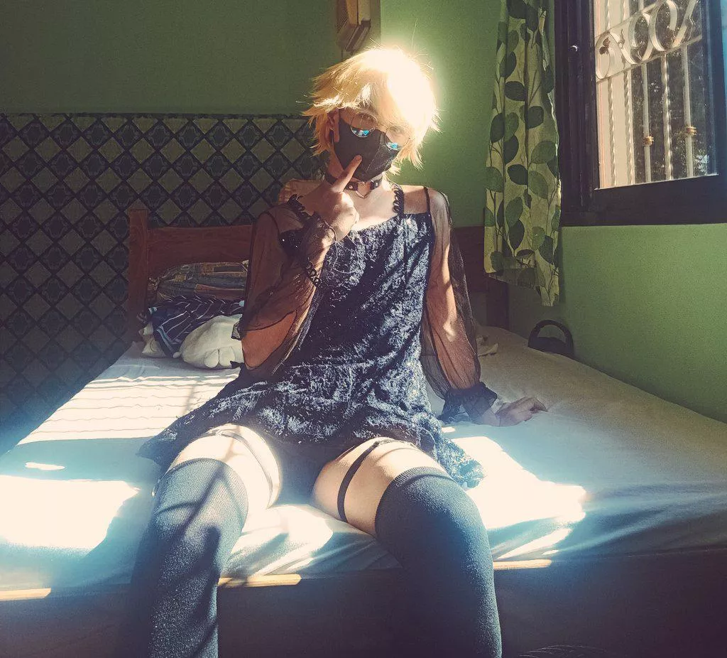 I suddenly appear in your room like this, what are we gonna do..~? 🖤 posted by Ok-Yellow3233