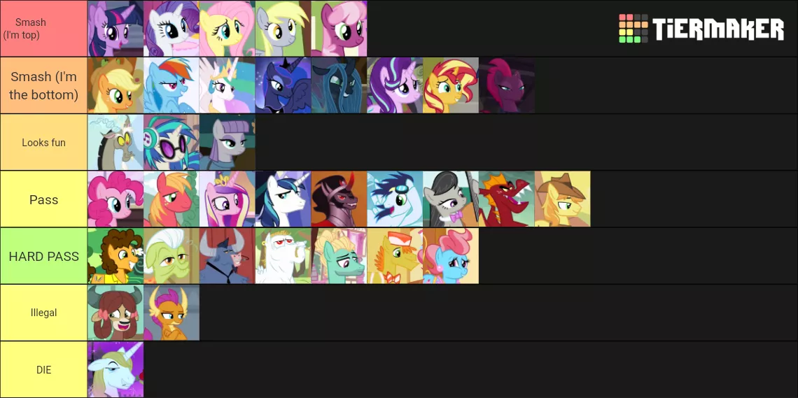 It doesnt have every pony but here's my Smash or Pass posted by Virtual_Colt