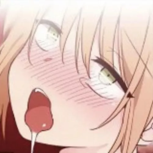 LF Color Source: 1girl, ahegao, tears, green eyes, orange hair, hair between eyes, blush, drooling, tongue, teeth, eyebrows visible through hair, close up by heroxmode