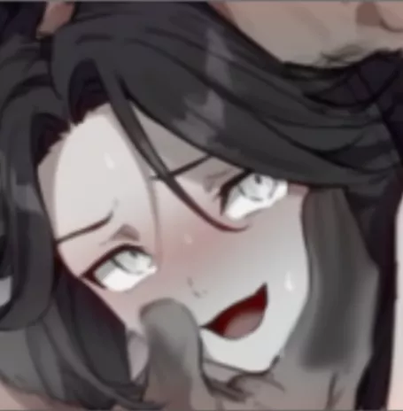 LF Color Source White Eyes, Blushing, Open Mouth, Black Hair, Hand Caressing Face, Sweating, posted by Heusan