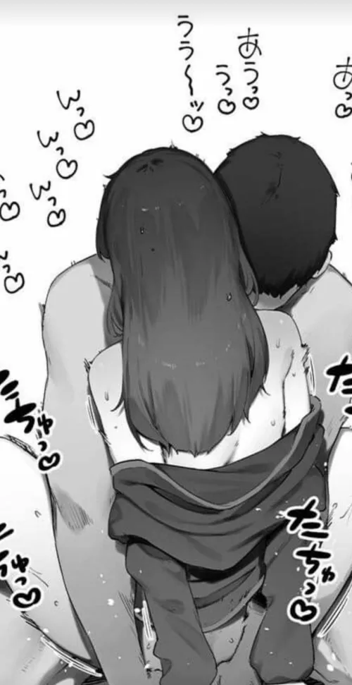 LF Mono Source: missionary, jacket, 1boyd, 1girl, black hair, standing sex, sweat by _Vennece