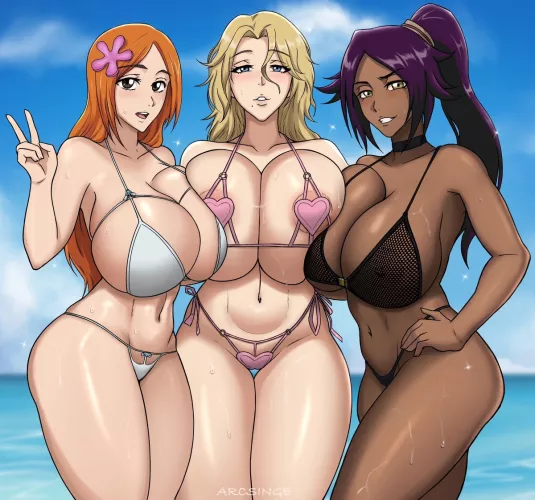 Orihime, Rangiku and Yoruichi (Arcsinge) by PMatty73