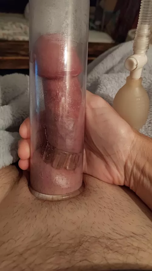 Pumping with one of my cock rings. by calixc7