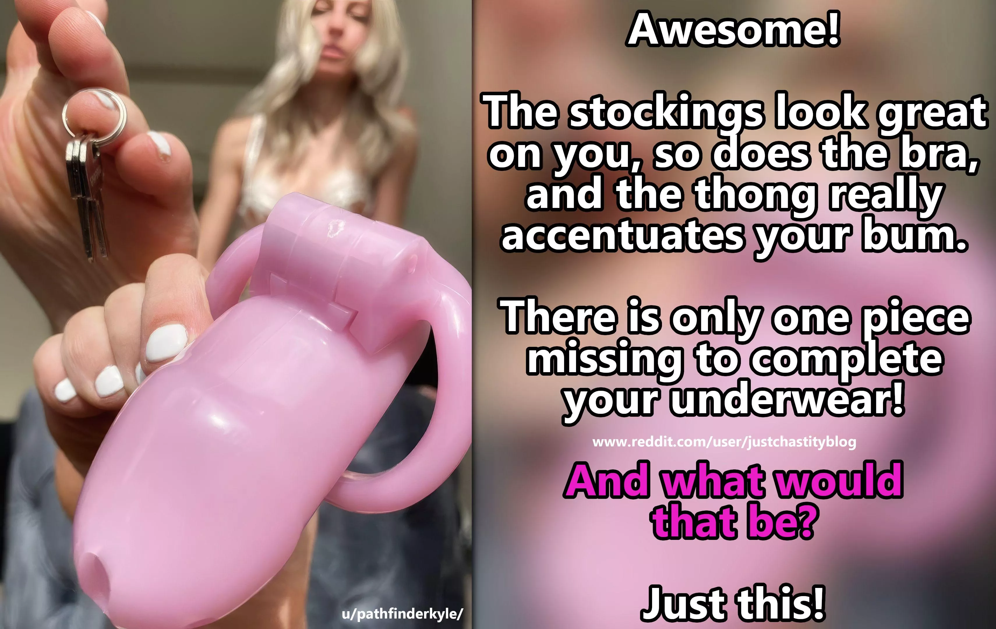 The outfit is still missing something! posted by justchastityblog