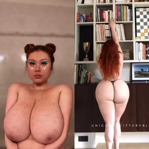 [OC] my boobs vs my booty! which do you prefer? by Unicornglitteryblood
