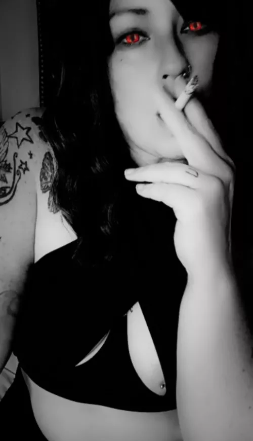 How bout a little spooky season smoking with a nip slip by Milfsnax