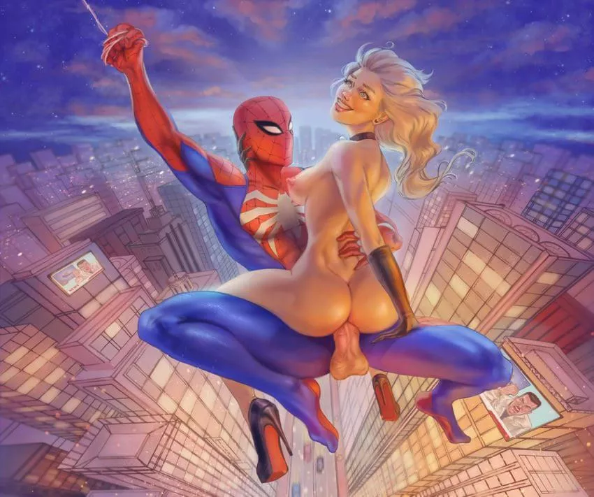Spider-Man and Black Cat are swinging through the city (Tixnen) [Marvel Comics, Spider-Man] posted by Far_Solution2944