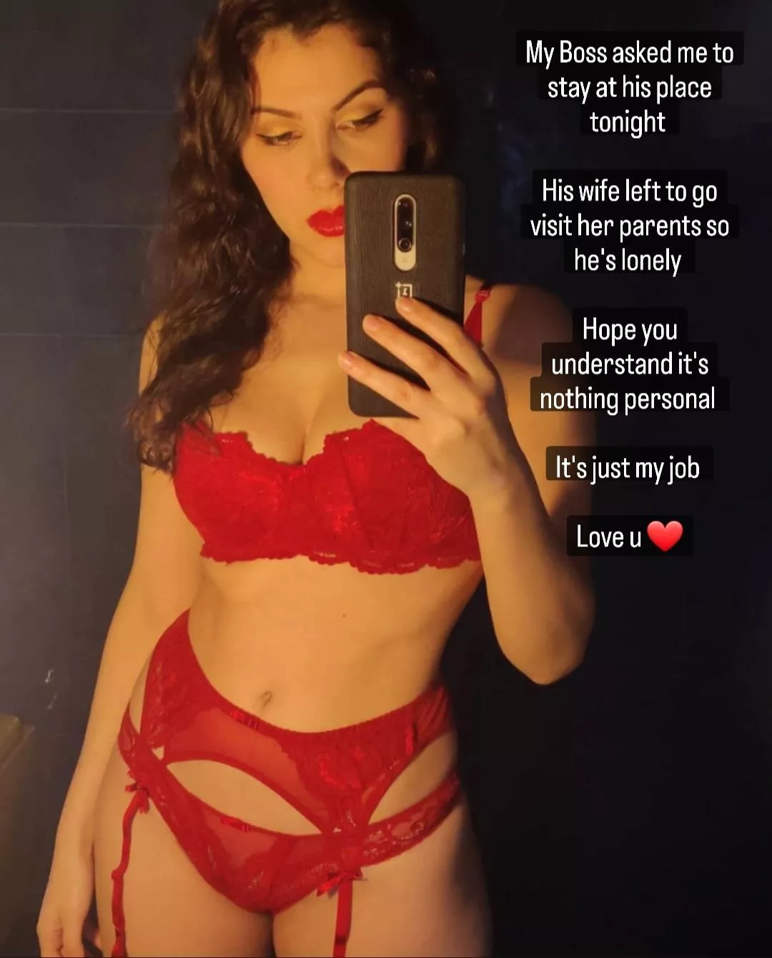 Wife is keeping her Boss company. Nothing personal, just her job posted by guycaptions