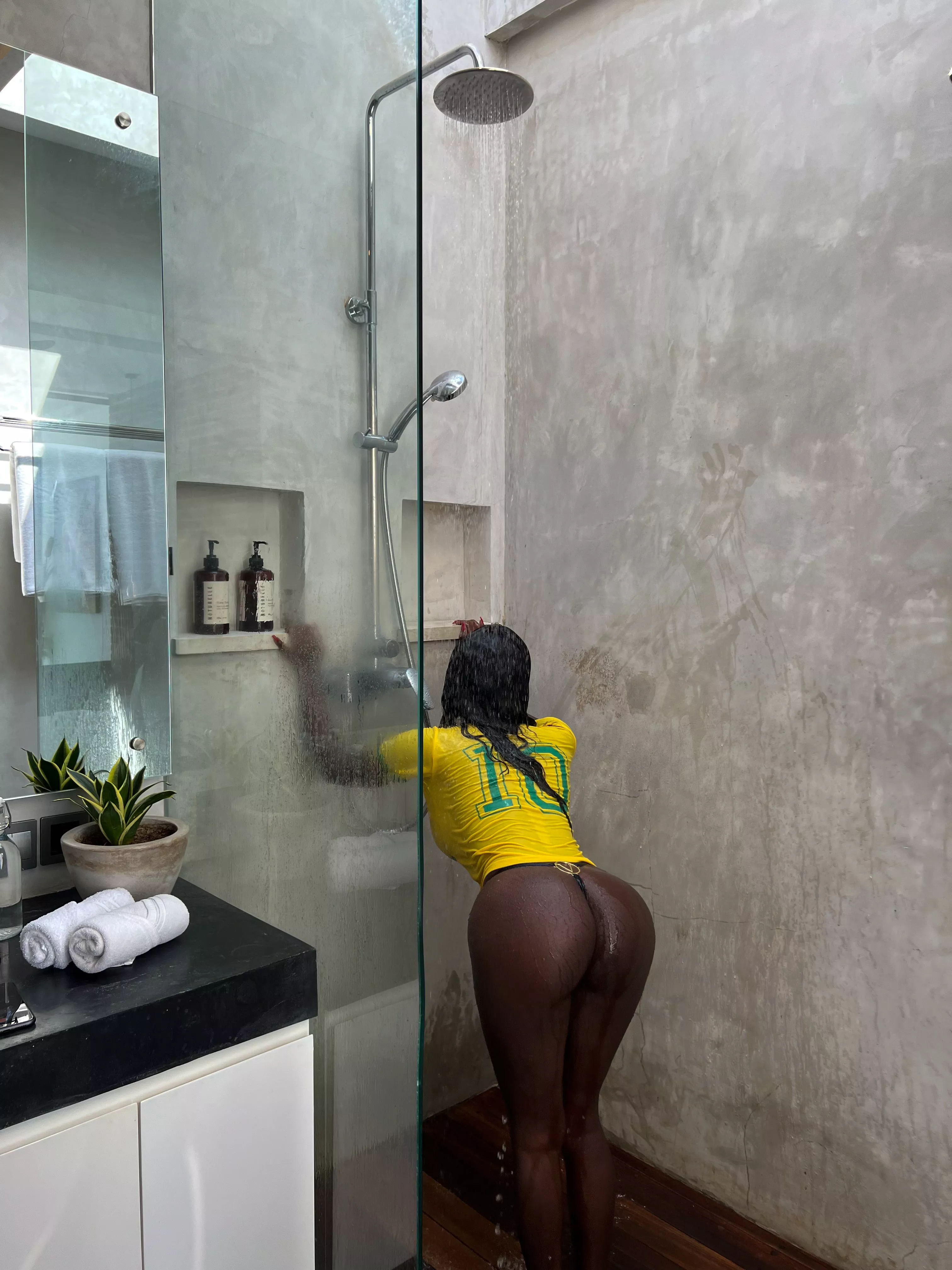 Would you fuck me against the shower wall? posted by naughtyblackangel