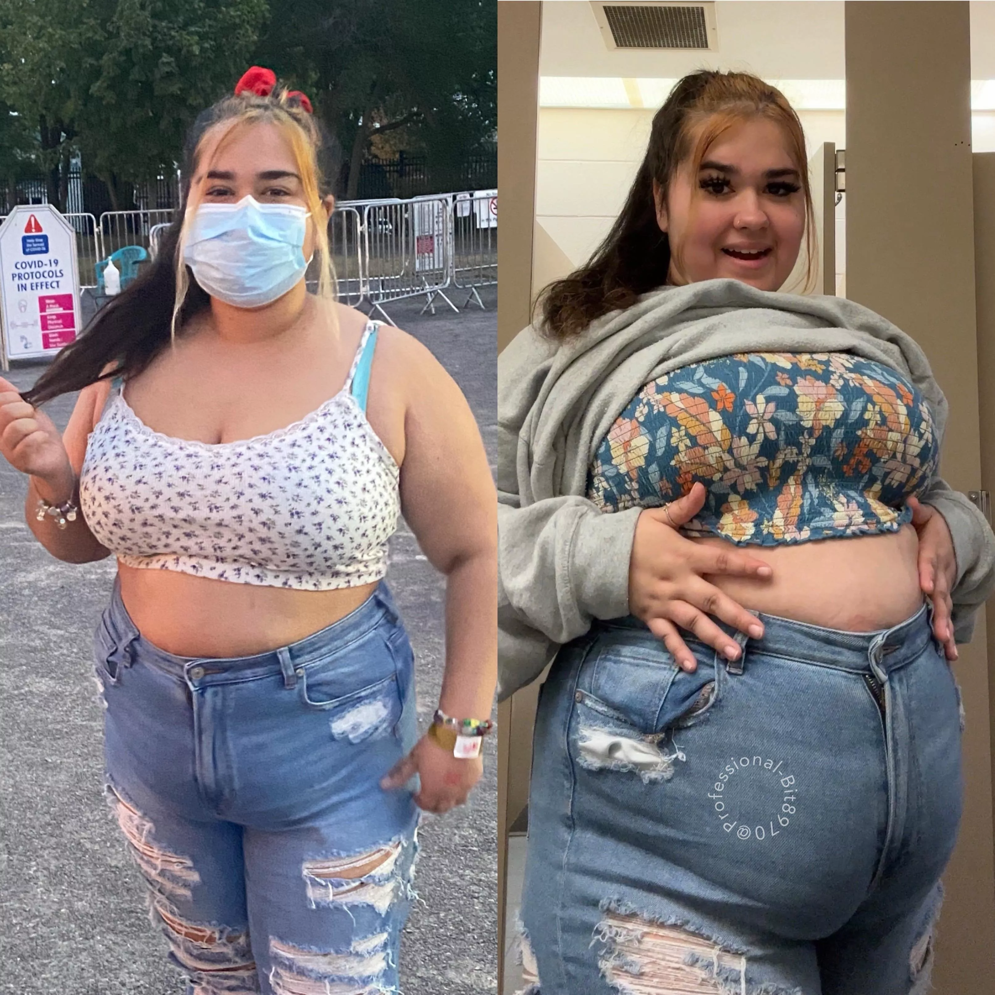 my jeans 30 lbs ago vs now🙈 posted by Professional-Bit8970