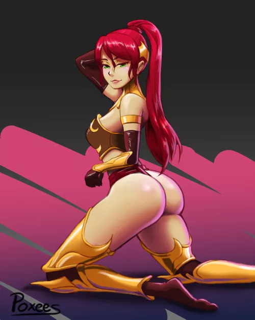 Pyrrha made some modifications too her armor (pajdioe) [rwby] by darkrobbe1