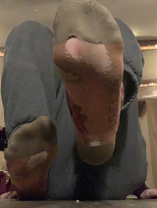 These socks have been thoroughly destroyed after years of wearing them, I’m sure the 4 days I wore these for made them worse 😘😈 (selling) by TheCMShow