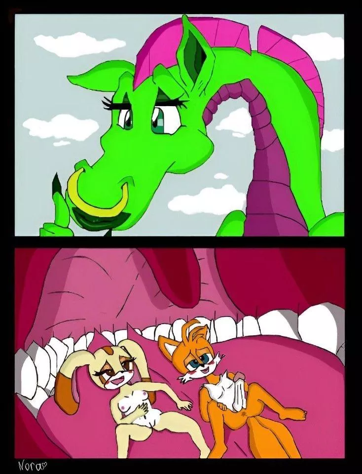 Dulcy the dragon vore nude Tails and Cream {in the mouth} posted by ZOLOTOIUwU