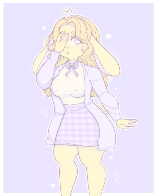 Shy lilac bun! (art by me) by p3talpups