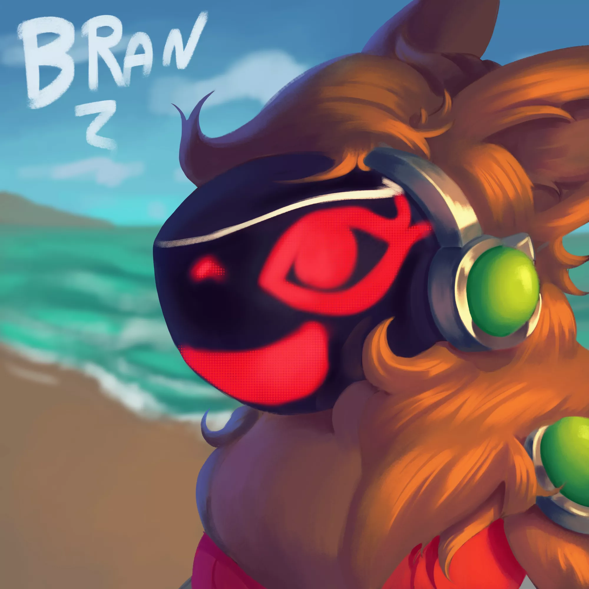@AzzyTheFurry on the beach 🏖️🏖️(art by me) posted by BranArts