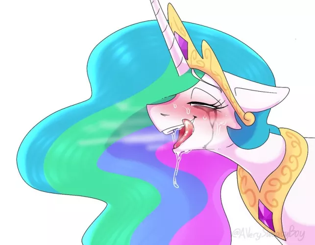 Celestia shed tears of happiness after tasting the most delicious cake of her life (art by averysweatyboy) by courier5995