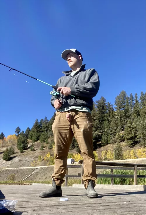 Out fishing, hoping someone will stop by to see my big catch by Cariboostoner