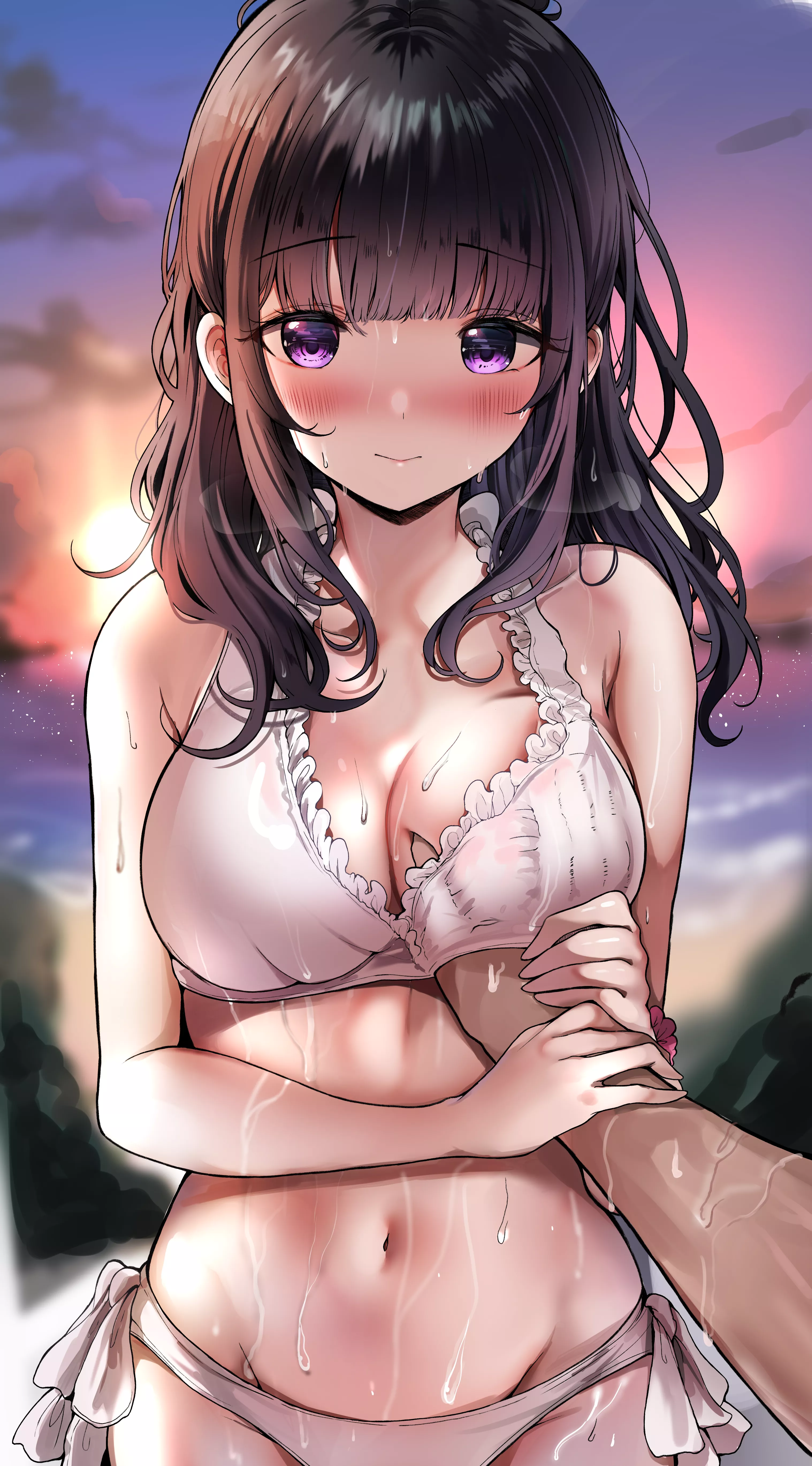 Timid Chitanda Eru got her Breasts Groped by Oreki at the Beach [Hyouka] (Sak) posted by ecchi_neko