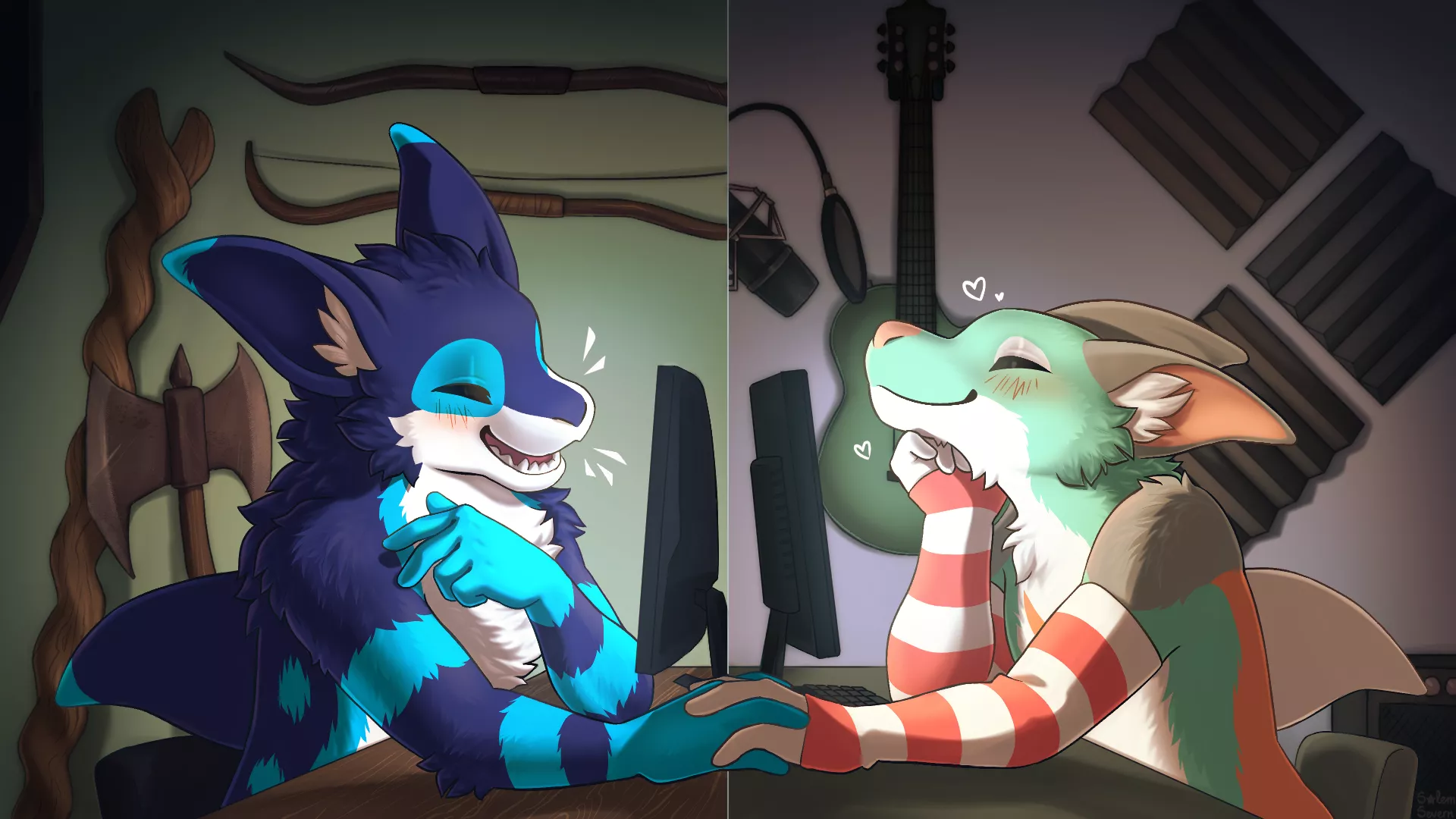 Always by my side💻~❤️~💻 lithxe and milothemanokit are such cuties (art Salem_Severn) posted by S-Severn