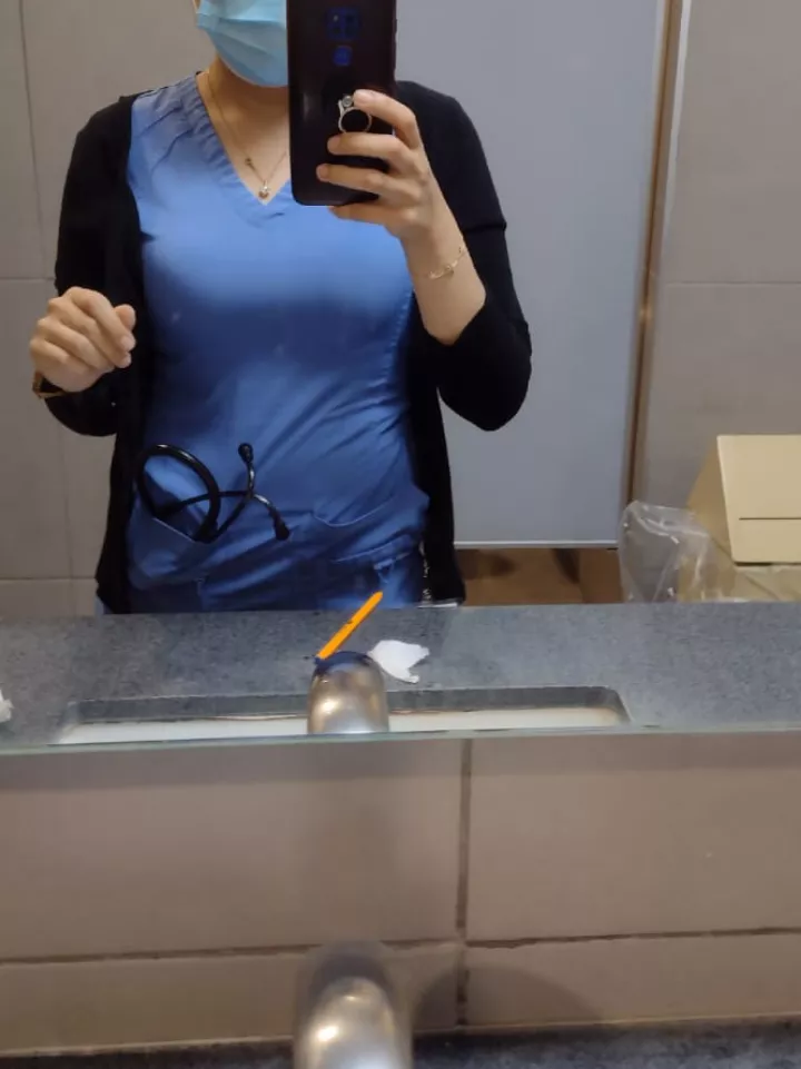 A cute blue scrub posted by eith_draekghot