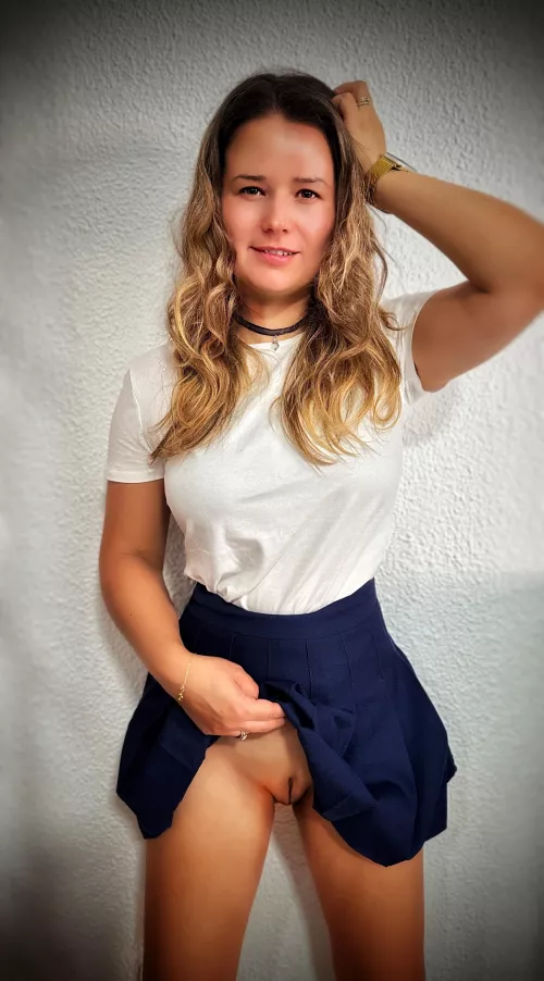 A sneak peak under my miniskirt. by FreelyKaty