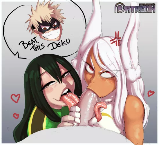 Asui and Miruko with Bakugo (Darkminou) by PMatty73