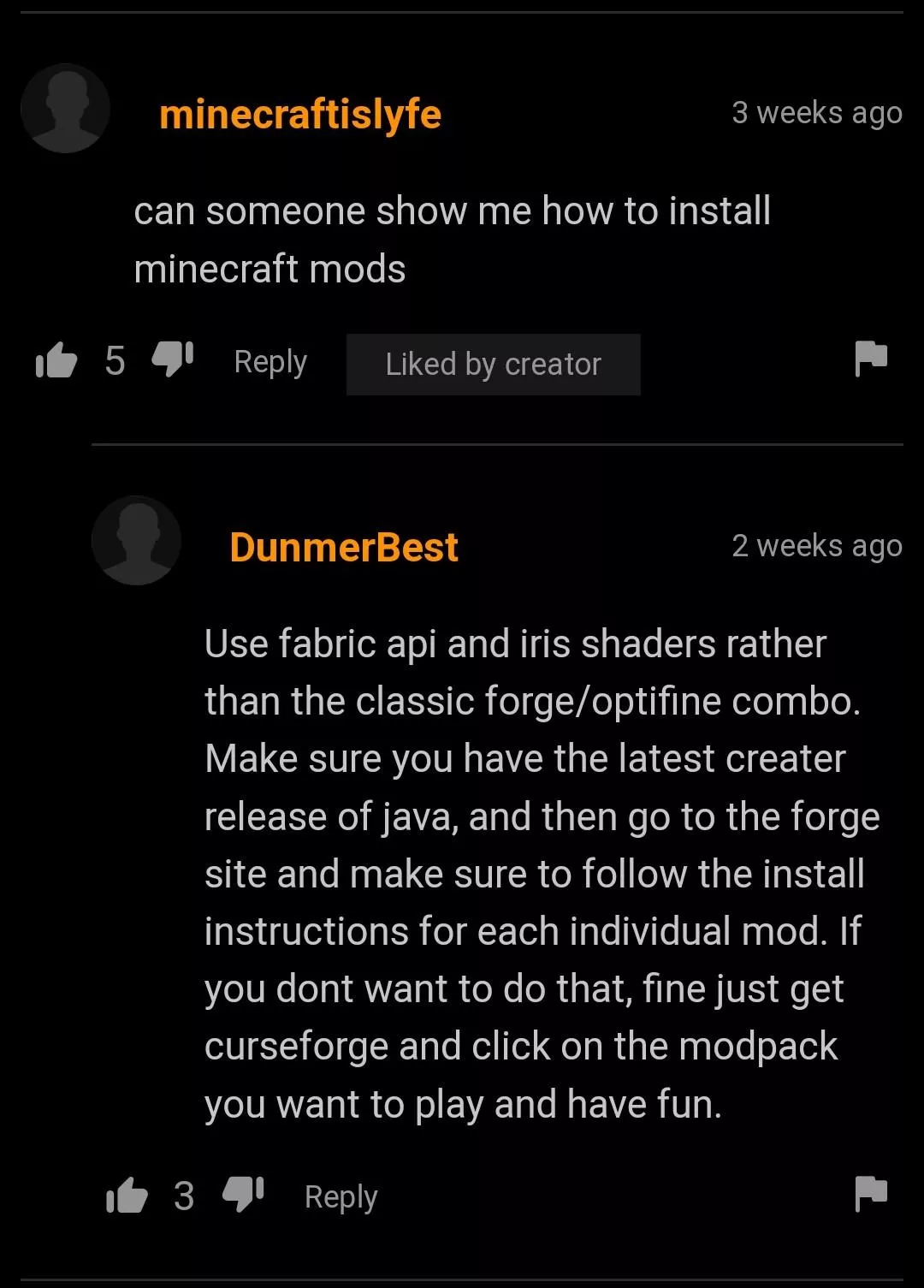 Minecraft mods posted by 100kg_db