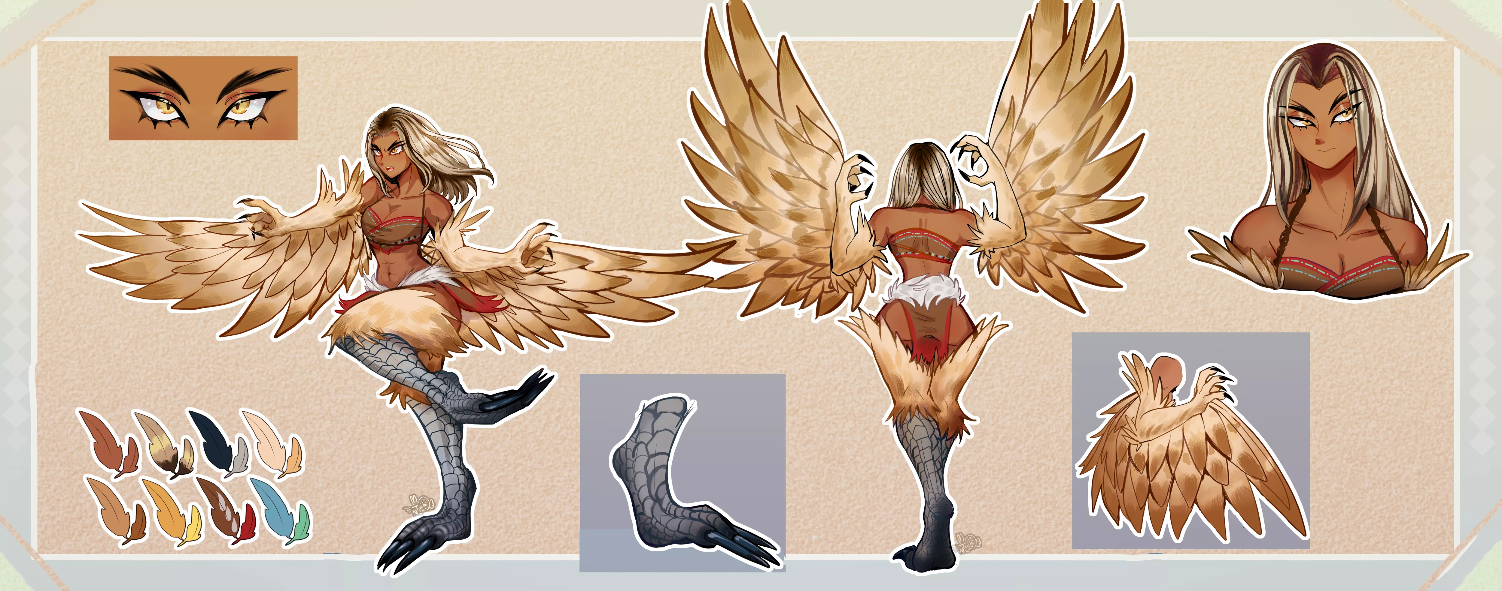 One of my OCs, a land based Harpy named Xela (Art by @nekoyinua) posted by Scandreia