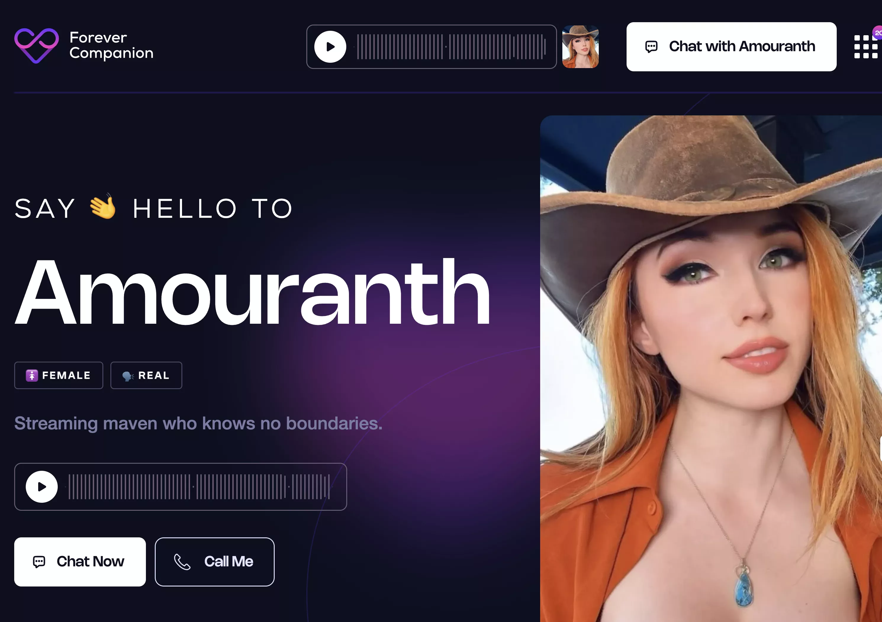 Amo LIVE on the PHONE 🔥! https://forevercompanion.ai/companion/amouranth/ posted by resilliant_Shepard