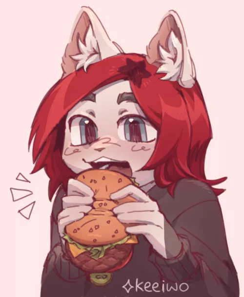 sketch w my fursona 😨🍔 by kamysh_meow