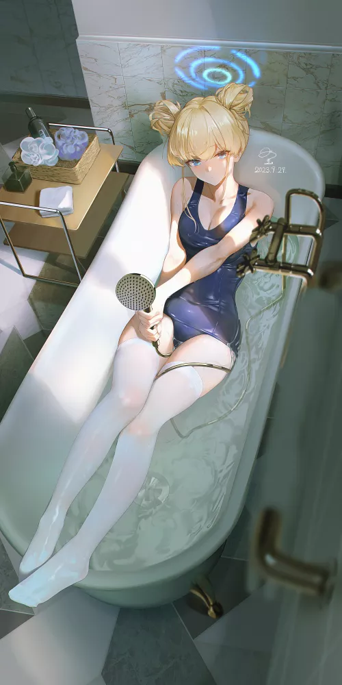 Toki in the bathtub [Blue Archive] by xSaviour_N
