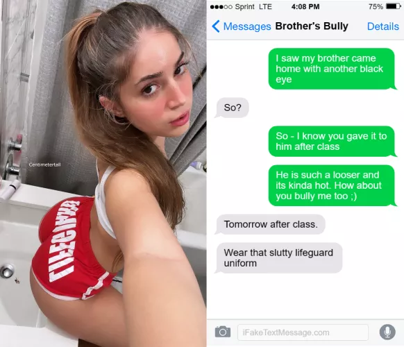 A sister finds it hot that her brother gets bullied - she wants to get bullied to but probably in a different way by The-Over-Looker