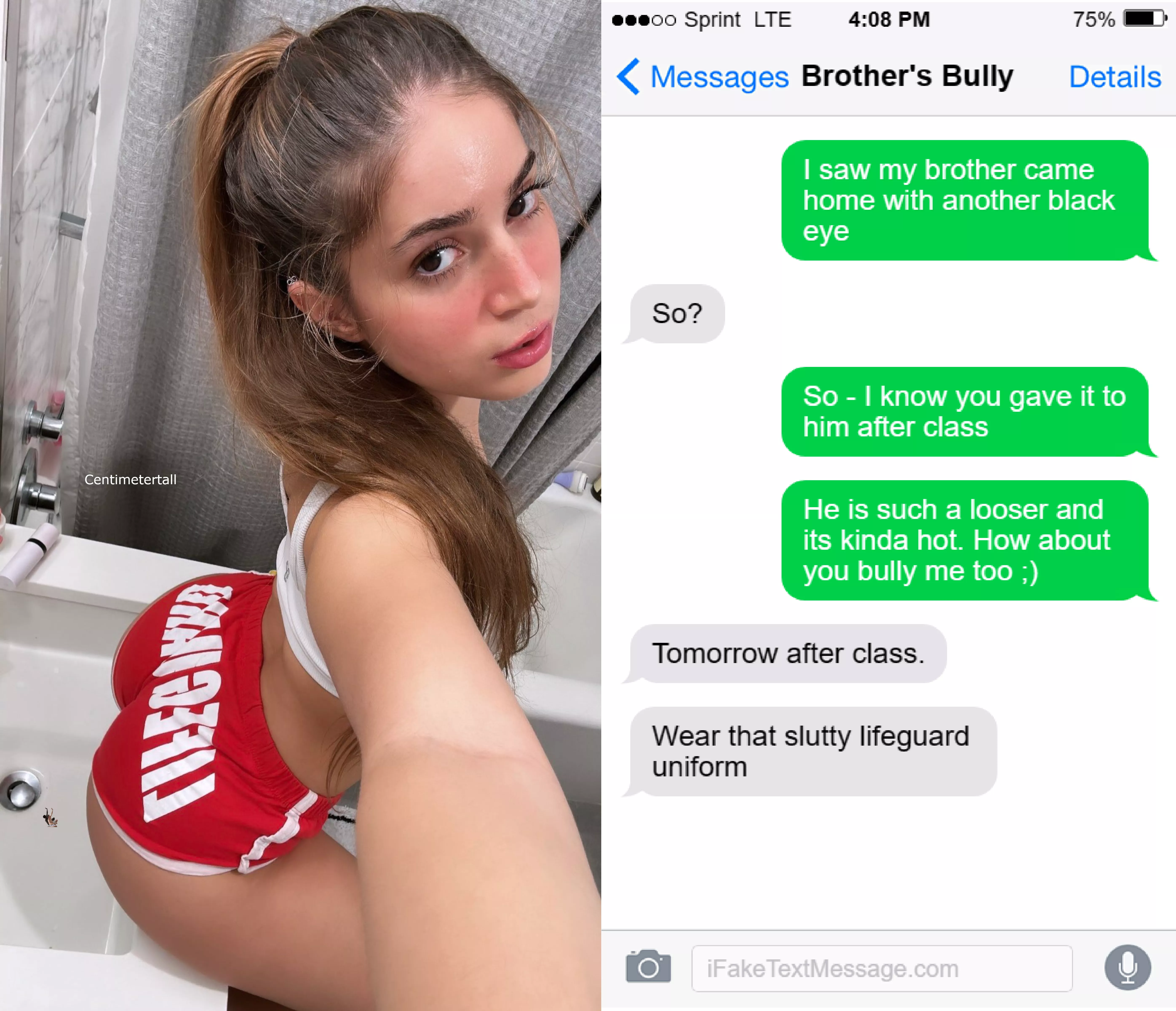 A sister finds it hot that her brother gets bullied - she wants to get bullied to but probably in a different way posted by The-Over-Looker